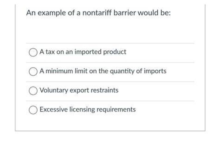 Is an example of a nontariff barrier?