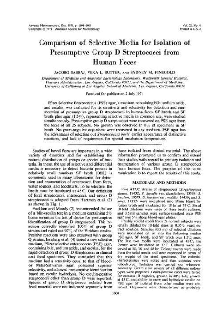 Is the selective media for the isolation of streptococci?
