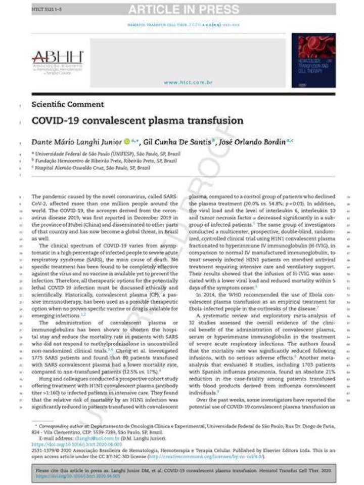 When plasma transfusion required in covid 19?