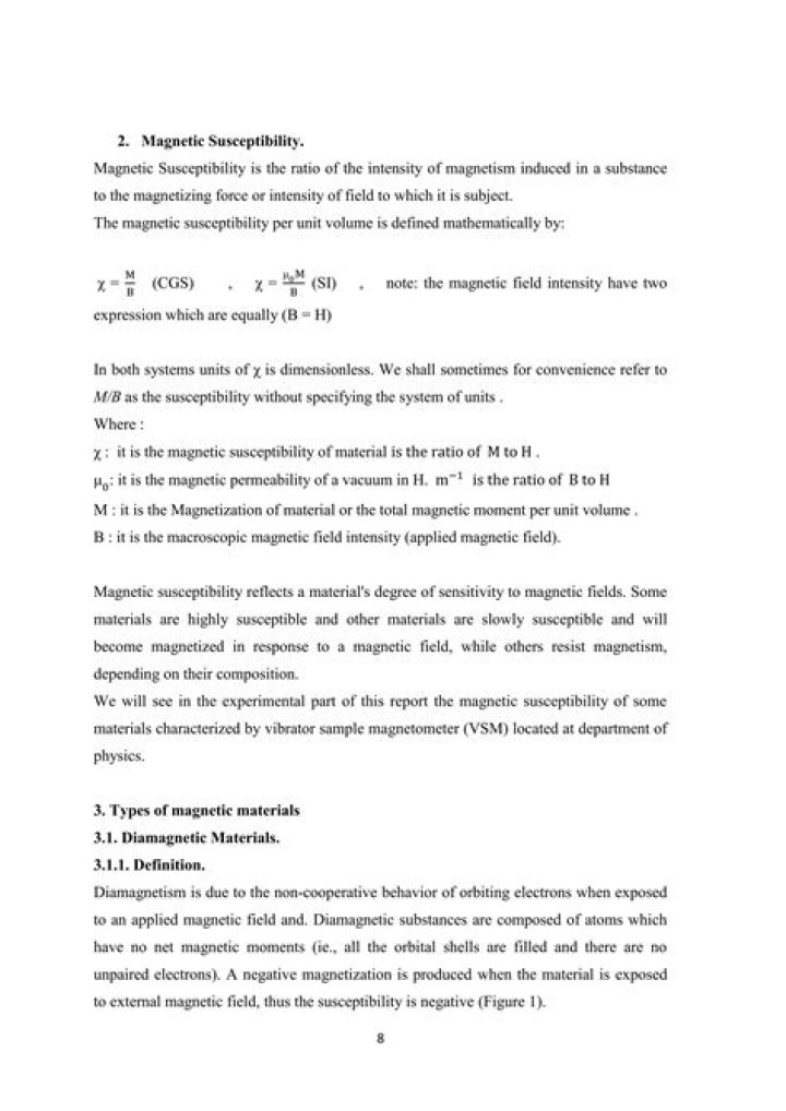 Which of the magnetic materials have negative susceptibility?